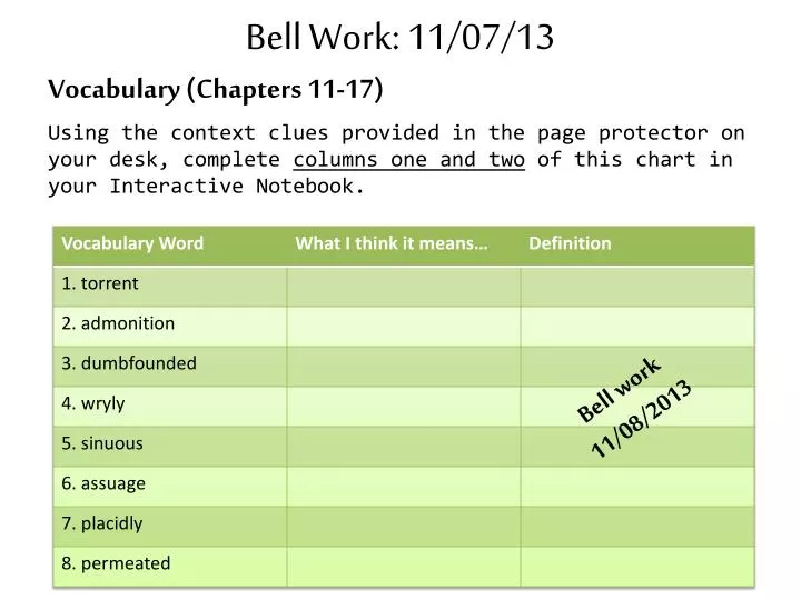 bell work 11 07 13