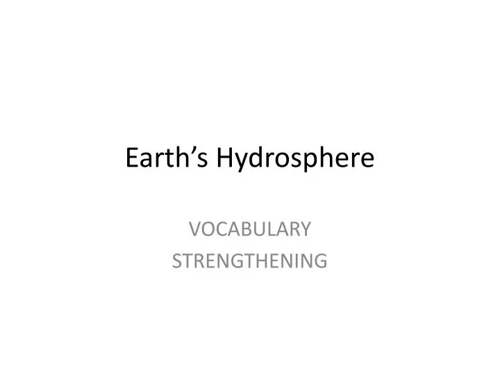 earth s hydrosphere