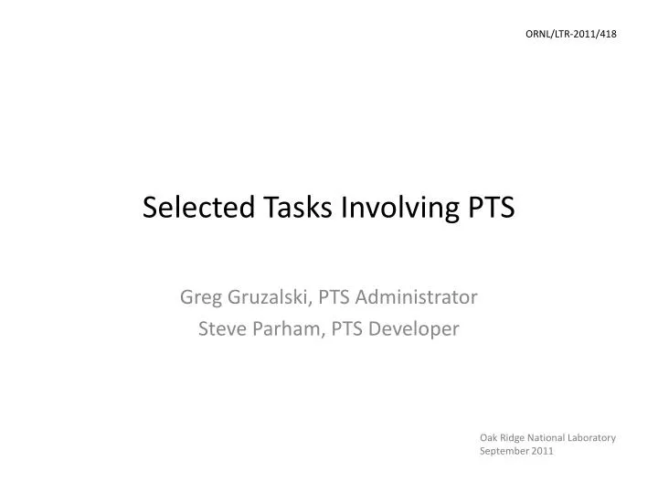 selected tasks involving pts