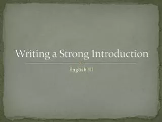 Writing a Strong Introduction