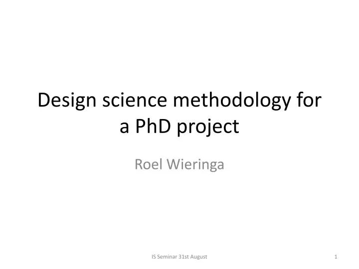 design science methodology for a phd project
