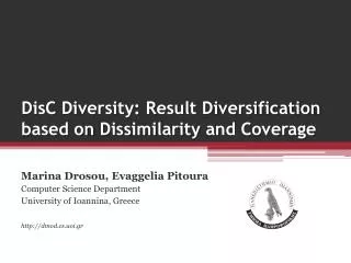 DisC Diversity: Result Diversification based on Dissimilarity and Coverage
