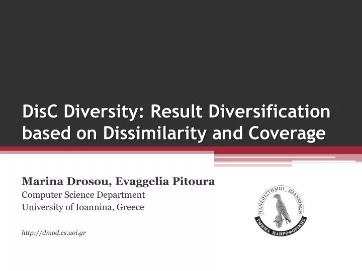 disc diversity result diversification based on dissimilarity and coverage