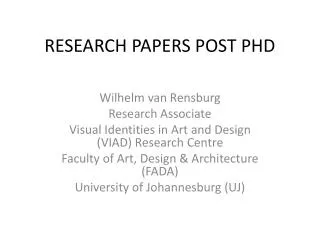 RESEARCH PAPERS POST PHD