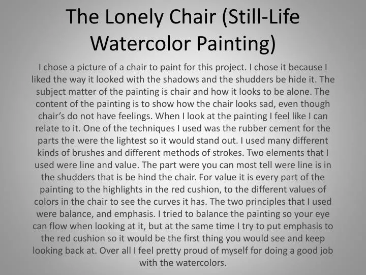 the lonely chair still life watercolor painting