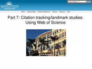 Part 7: Citation tracking/landmark studies: Using Web of Science