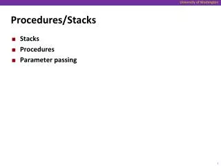 Procedures/Stacks