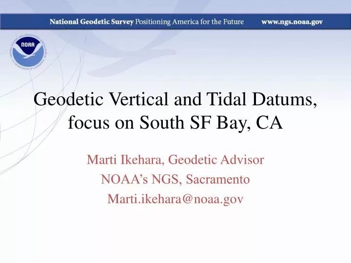geodetic vertical and tidal datums focus on south sf bay ca