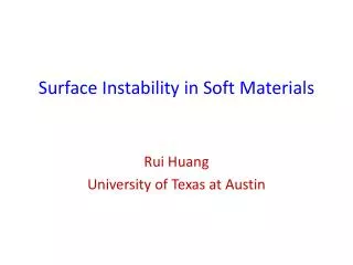 Surface Instability in Soft M aterials