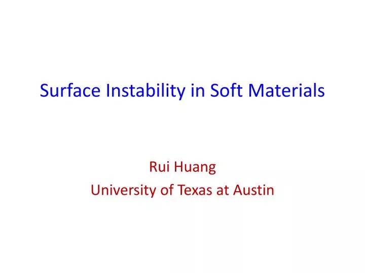 surface instability in soft m aterials