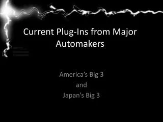 Current Plug-Ins from Major Automakers