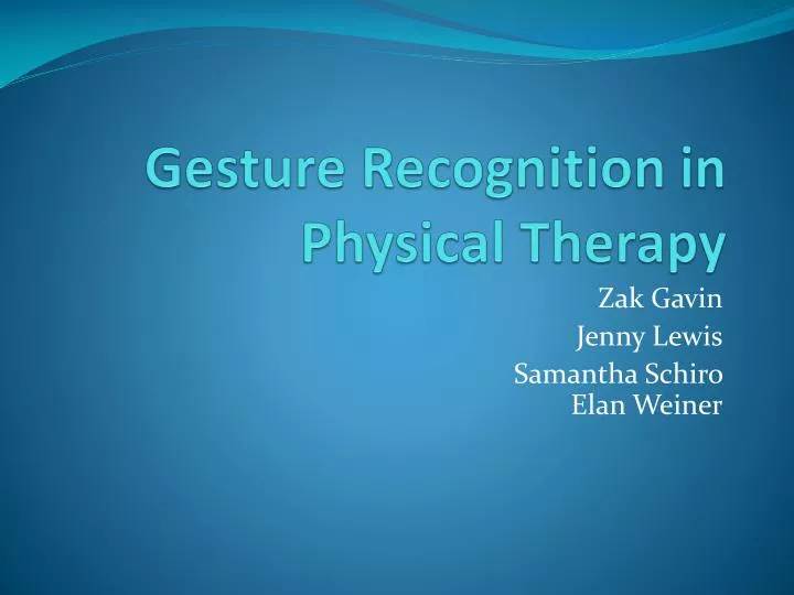gesture recognition in physical therapy