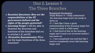 Unit 2, Lesson 5 The Three Branches