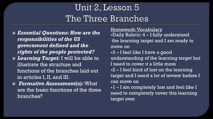 PPT - Unit 2, Lesson 5 The Three Branches PowerPoint Presentation, Free ...