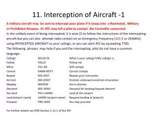 11. Interception of Aircraft -1