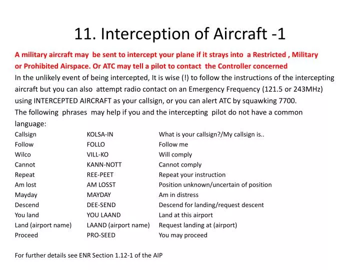 11 interception of aircraft 1