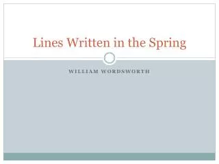 Lines Written in the Spring