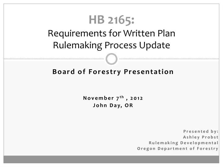 hb 2165 requirements for written plan rulemaking process update