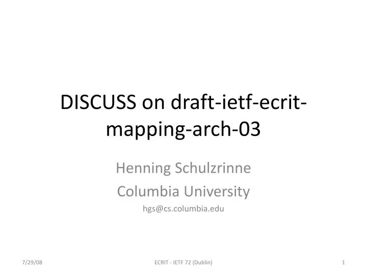 discuss on draft ietf ecrit mapping arch 03