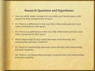 Research Questions and Hypotheses