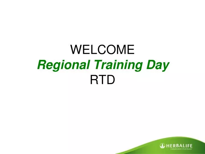 welcome regional training day rtd