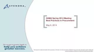 HAMA Spring 2014 Meeting Best Practices in Procurement May 6, 2014