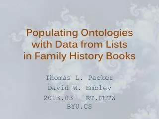 Populating Ontologies with Data from Lists in Family History Books