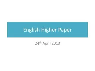English Higher Paper