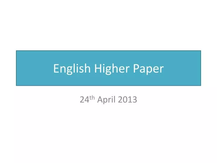 english higher paper