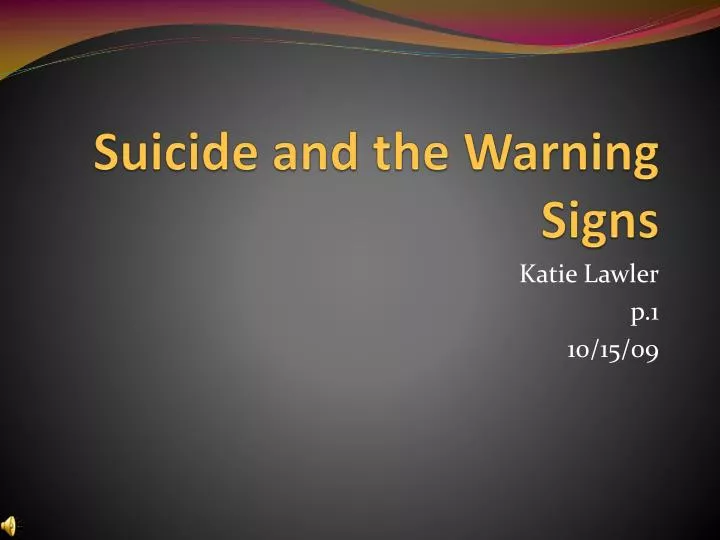 suicide and the warning signs