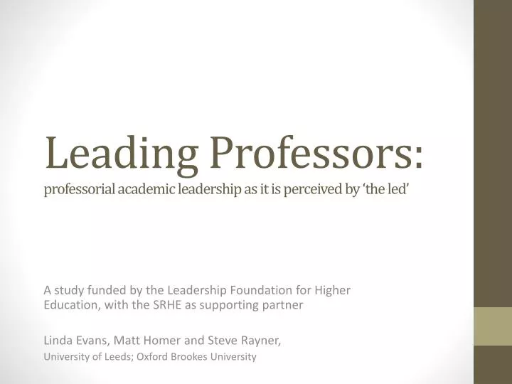 leading professors professorial academic leadership as it is perceived by the led