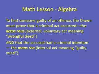 Math Lesson - Algebra