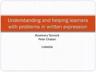 Understanding and helping learners with problems in written expression