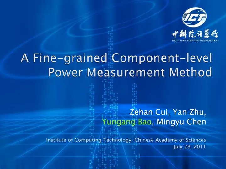 a fine grained component level power measurement method