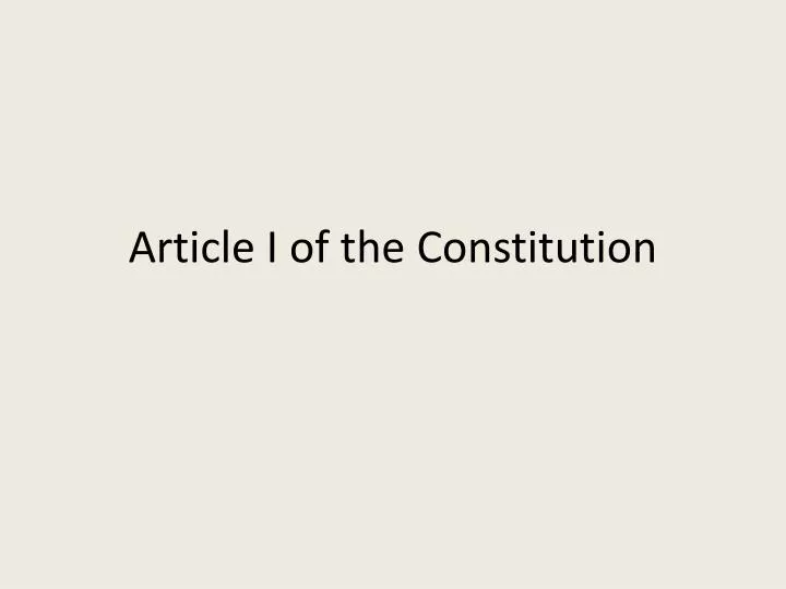 article i of the constitution