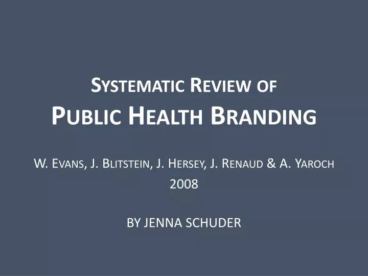 systematic review of public health branding