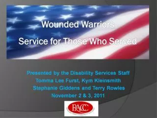 Wounded Warriors Service for Those Who Served