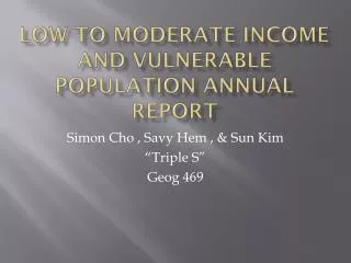 Low to Moderate Income and Vulnerable Population Annual Report