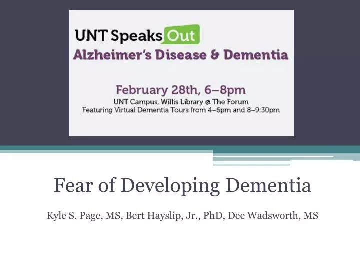 fear of developing dementia kyle s page ms bert hayslip jr phd dee wadsworth ms