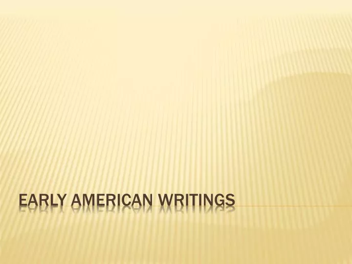 early american writings