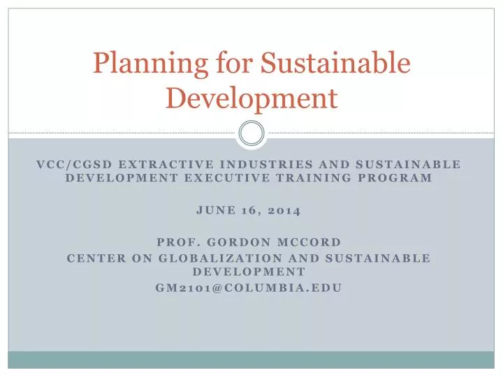 planning for sustainable development