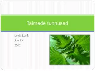 taimede tunnused