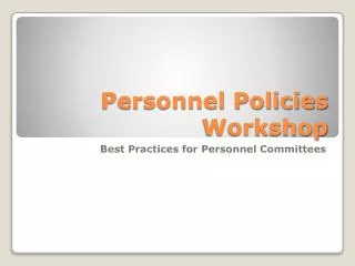 Personnel Policies Workshop