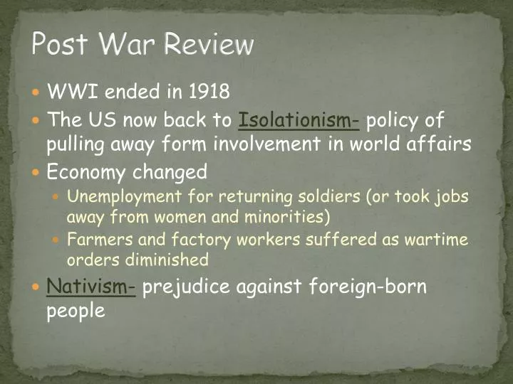 post war review