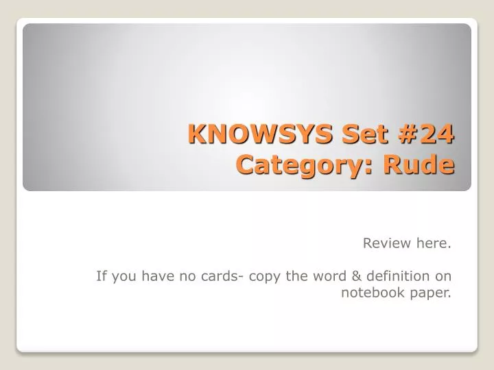 knowsys set 24 category rude