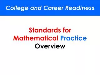 Standards for Mathematical Practice Overview
