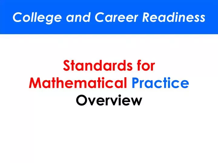standards for mathematical practice overview