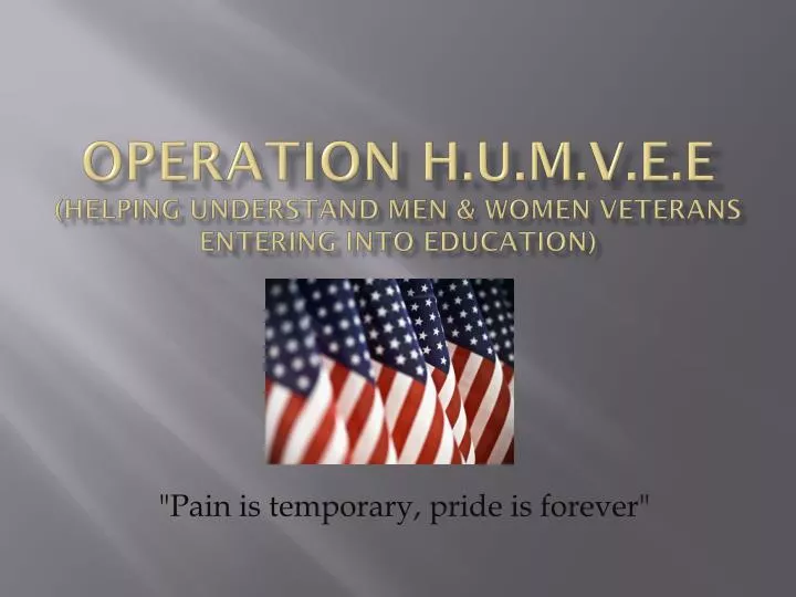 operation h u m v e e helping understand men women veterans entering into education