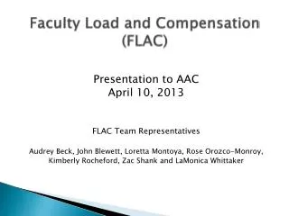 Faculty Load and Compensation (FLAC)