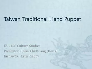 Taiwan Traditional Hand Puppet